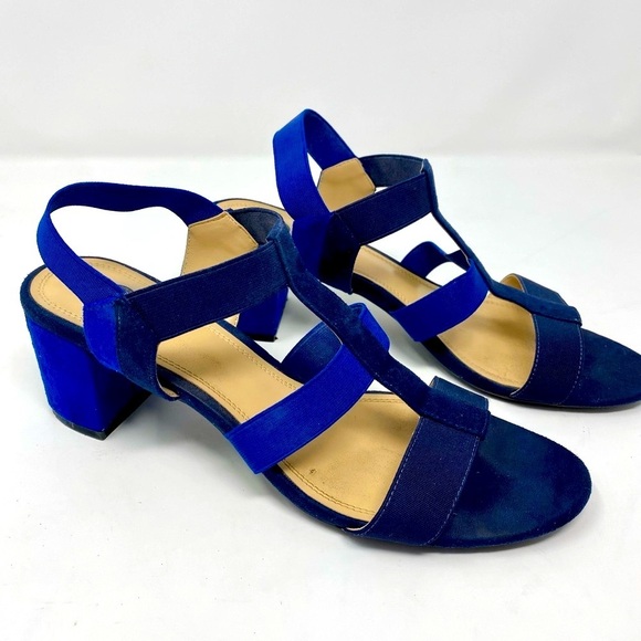 Elegant Blue Women's Heeled Sandals Size 9 - Picture 1 of 9